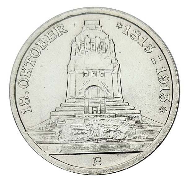 Deutsches Reich 3 Mark Silber 1913 - 100. Jahrestag der Völkerschlacht bei Leipzig 18. Oktober Top!