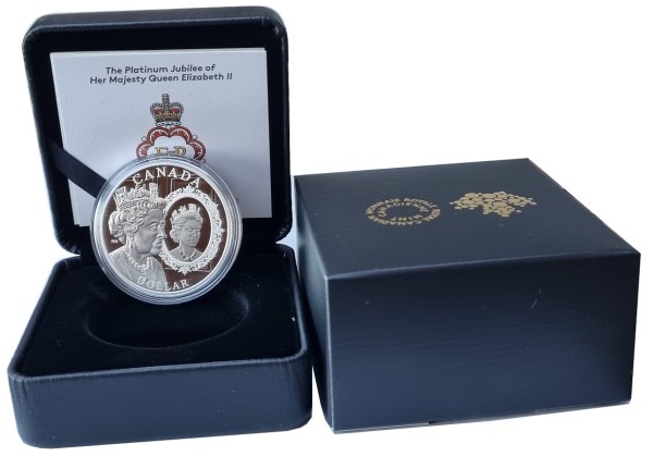 Canada 1 Dollar Silbermünze Queen Elizabeth II Platin Jubiläum 2022 Polierte Platte