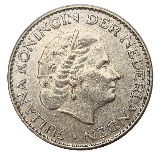 Niederlande 1 Gulden Silber Königin Juliana 6,5 gr 720/1000 Silber