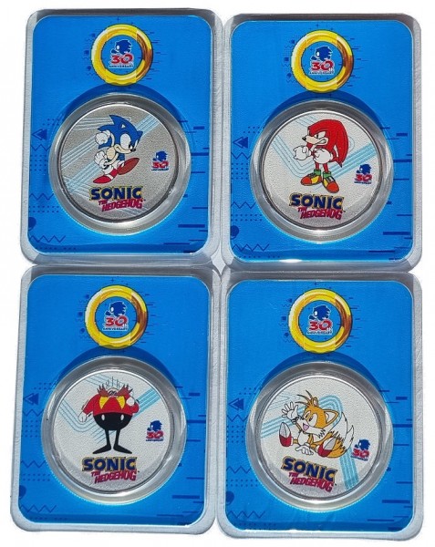 Sparpaket! Niue 4 x 1 Oz Silber Sonic the Hedgehog Farbe (Color) Slap 2021