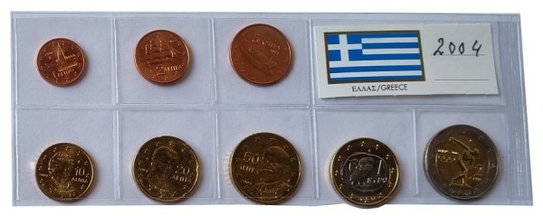 Griechenland 3,88 Euro Kursmünzensatz 2004 lose Bankfrisch