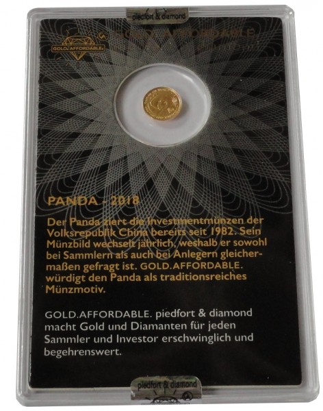 Ruanda 1/100 Unze Goldmünze Panda 2018 Affordable Piedfort Diamond