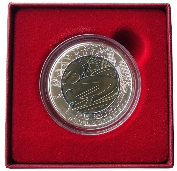 Österreich 25 Euro Silber Niob Münze Mobilität der Zukunft 2021 Handgehoben