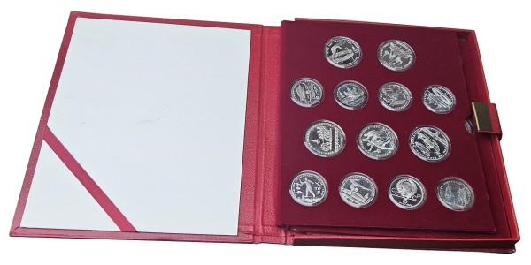 UDSSR/Russland 28 Silbermünzen Komplettsatz - Olympiade 1980 in Moskau im Sammelalbum