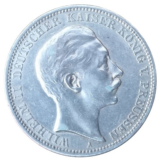 Deutsches Kaiserreich 3 Mark Silber Wilhelm II König von Preussen 1910 A
