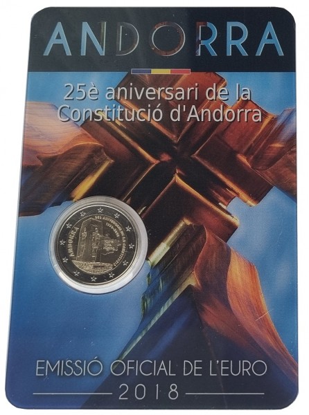 Andorra 2 Euro Gedenkmünze - 25 Jahre Verfassung 2018 in Coincard