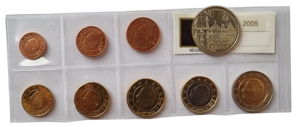 Belgien 3,88 Euro Kursmünzensatz 2005 lose Bankfrisch mit Medaille