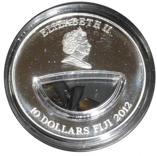 B-Ware: Fiji 10 Dollars Silbermünze Meteorit – Brenham 2012