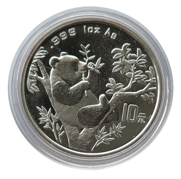 China 10 Yuan 1 Oz Silber Panda 1995 in Münzkapsel