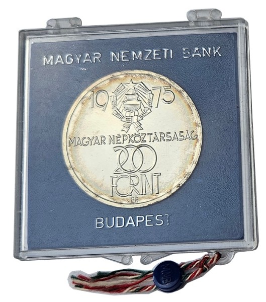 Ungarn 200 Forint Silbermünze 1975 - 30. Jahrestag - Befreiung Polierte Platte Original verplombt