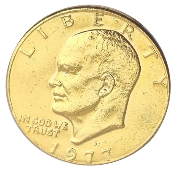 USA One Dollar Eisenhower Weißkopfseeadler 1977 vergoldet
