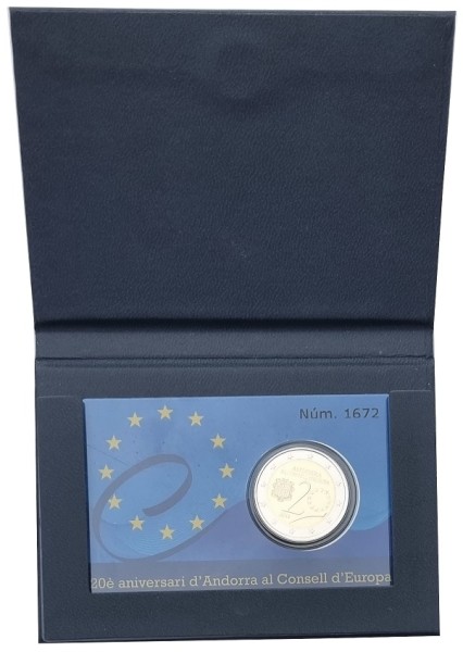 Andorra 2 Euro Gedenkmünze - Europarat 2014 Polierte Platte in Coincard