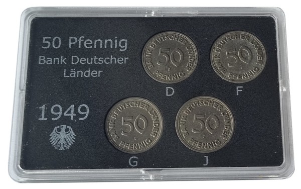 50 Pfennig 1949 DFGJ Bank Deutscher Länder im Etui