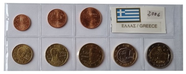 Griechenland 3,88 Euro Kursmünzensatz 2006 lose Bankfrisch
