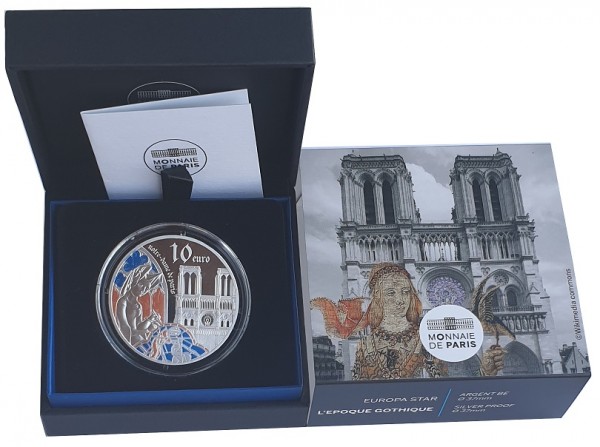 Frankreich 10 Euro Silber Notre Dame Paris Gotik - Farbe Color 2020