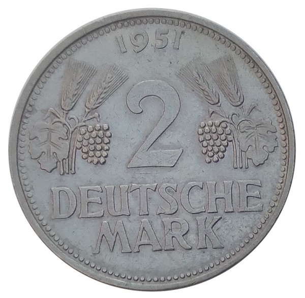 2 DM Ähren und Trauben 1951 Prägebuchstabe D München