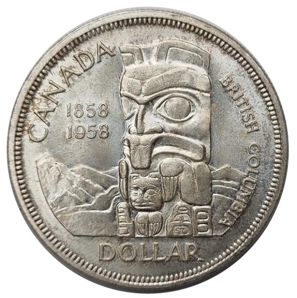 Canada Silberdollar 1958 - 100. Jahrestag Gründung von British Columbia