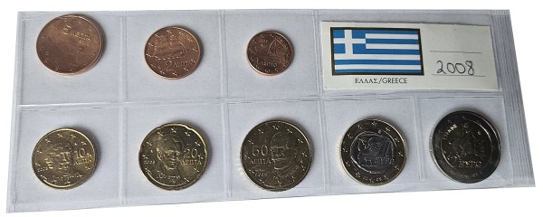 Griechenland 3,88 Euro Kursmünzensatz 2008 lose Bankfrisch