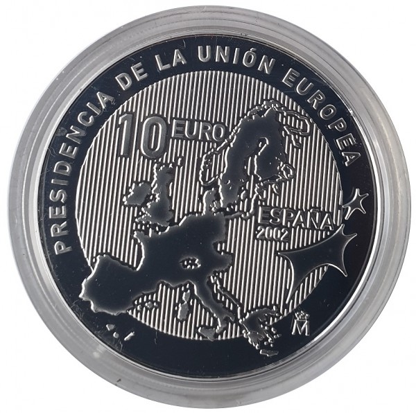 Spanien: 10 Euro Silber - Präsidentschaft der Europäischen Union 2002 Polierte Platte