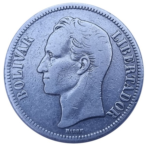 Venezuela 5 Bolivares Silbermünze (Simon Bolivar) 1903