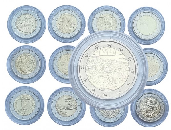 13 x 2 Euro Gedenkmünzen aus diversen Länder mit Zertifikate von MDM