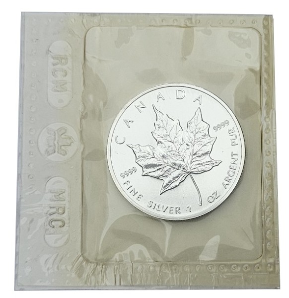 1 Oz Silber Maple Leaf 1999 Kanada 5 Dollars Anlagemünze - Original Folie verschweist