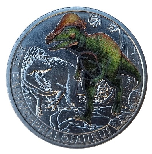 3 Euro Pachycephalosaurus 2022 - Dino-Taler-Serie aus Österreich Dinosaurier