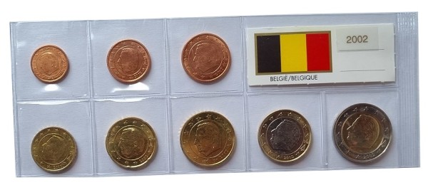 Belgien 3,88 Euro Kursmünzensatz 2002 lose Bankfrisch