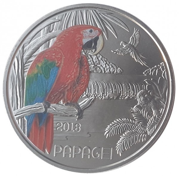 Österreich 3 Euro Tier Taler Papagei 2018 mit Flyer