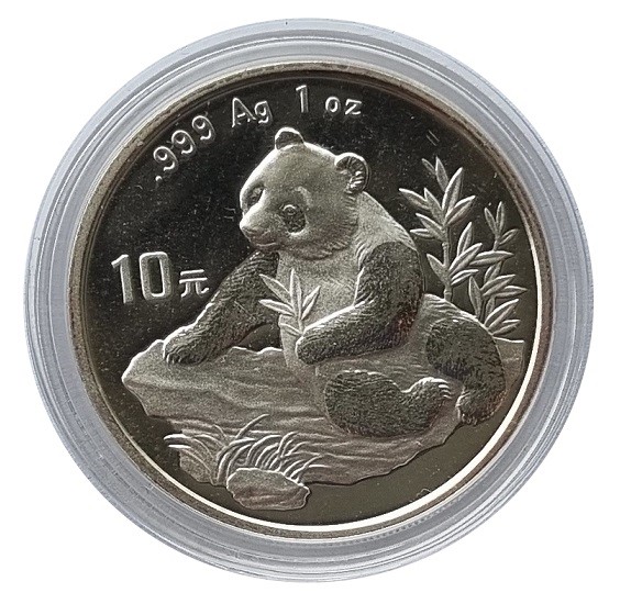 China 10 Yuan 1 Oz Silber Panda 1998 in Münzkapsel