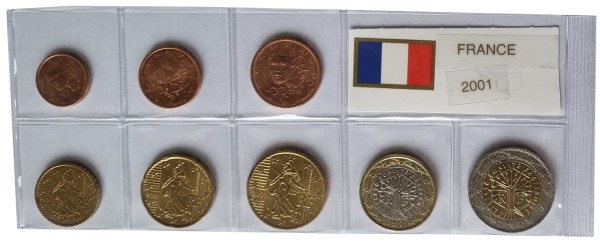 Frankreich 3,88 Euro Kursmünzensatz 2001 lose Bankfrisch