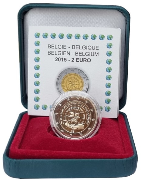 Belgien 2 Euro Jahr der Entwicklung 2015 Polierte Platte im Etui