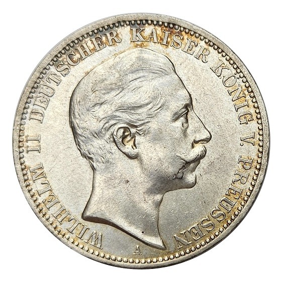Deutsches Kaiserreich 3 Mark Silber Wilhelm II König von Preussen 1908 A