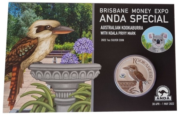 Australien 1 Oz Silber Kookaburra 2022 Privy Koala - Brisbane Money Expo - Anda Special im Blister