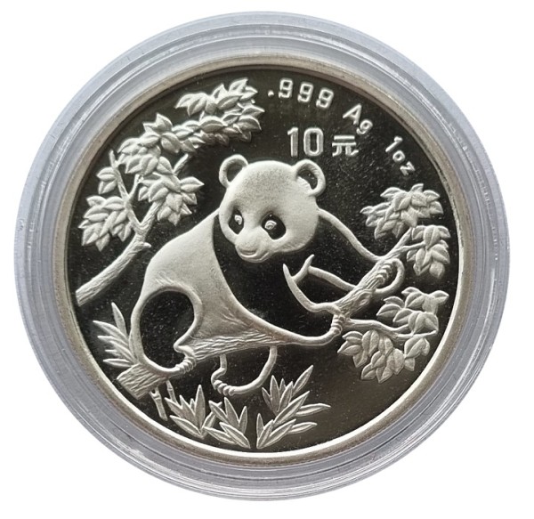 China 10 Yuan 1 Oz Silber Panda 1992 in Münzkapsel
