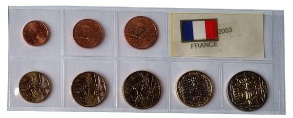Frankreich 3,88 Euro Kursmünzensatz 2003 lose Bankfrisch