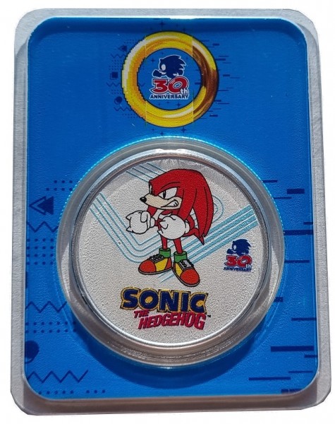 Niue 1 Oz Silber Sonic the Hedgehog Knuckles 2021 Farbe Color im Slap nur 3.700 Stück!