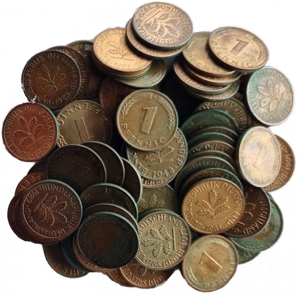 0,85 DM Umlaufmünzen 85 x 1 Pfennig