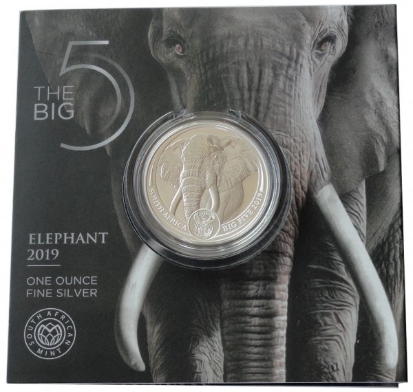 Südafrika 1 Oz Silber Elefant 2019 Big Five Blisterkarte nur 15.000 Stück !