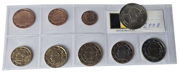 Belgien 3,88 Euro Kursmünzensatz 2008 lose Bankfrisch mit Medaille