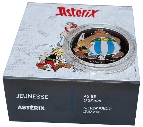 10 Euro Silber Asterix - Idefix Farbe Frankreich 2022 Polierte Platte im Etui