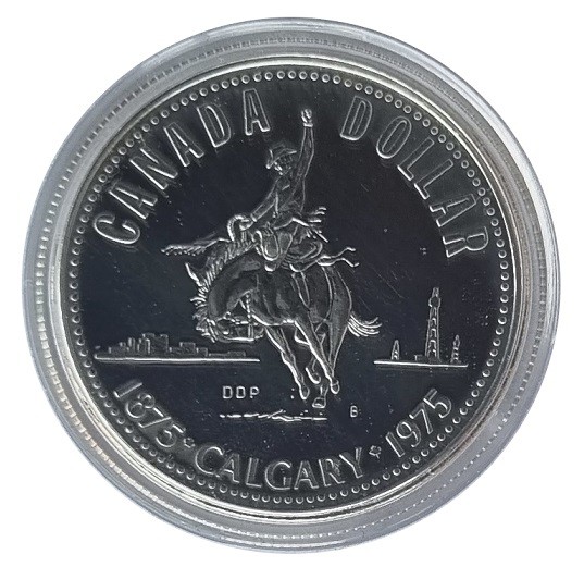 Kanada Silberdollar 100. Geburtstag von Calgary 1975