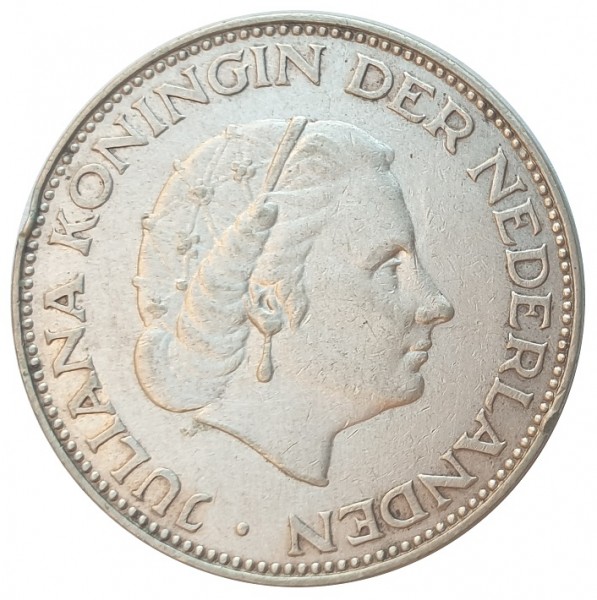Niederlande 2 1/2 Gulden Silber Königin Juliana 15 gr 720/1000 Silber