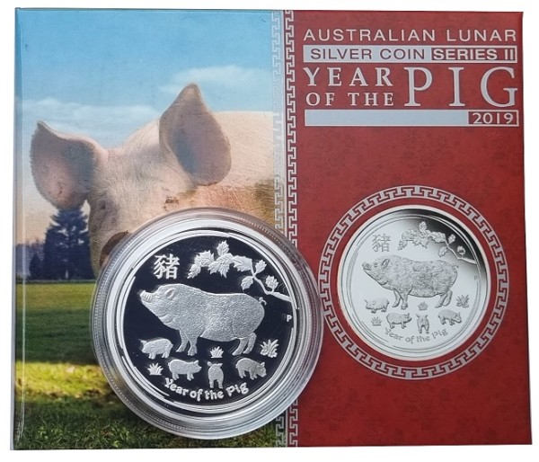 Australien 1/2 Oz Silber Lunar Schwein II 2019 PP im Etui