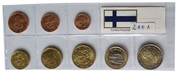 Finnland 3,88 Euro Kursmünzensatz 2001 lose Bankfrisch