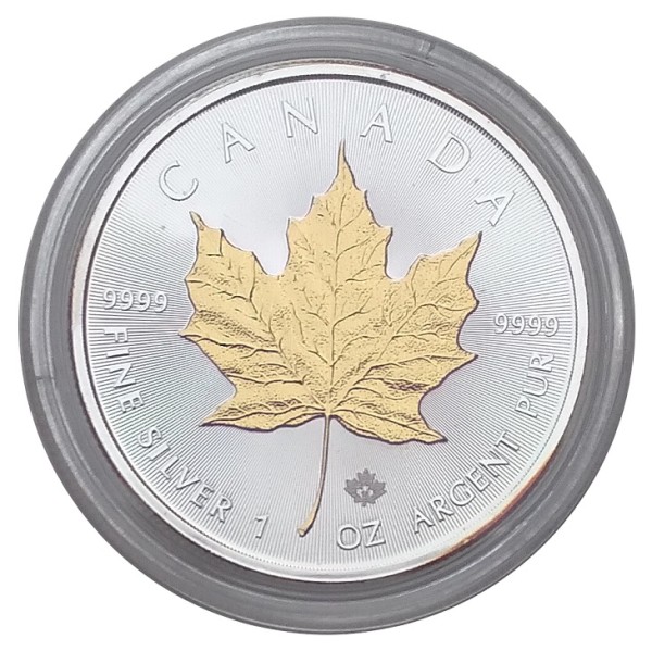 1 Oz Silber Maple Leaf 2015 teilvergoldet (gilded) - Kanada 5 Dollars Anlagemünze