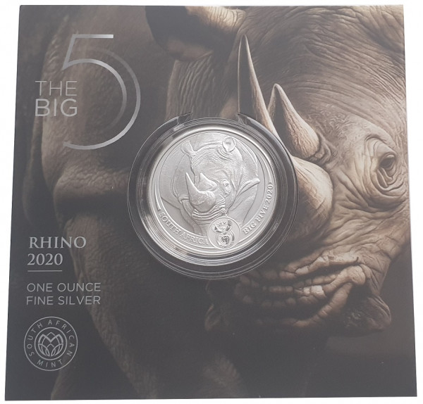 Südafrika 1 Oz Silber Nashorn 2020 Big Five Blisterkarte nur 15.000 Stück !