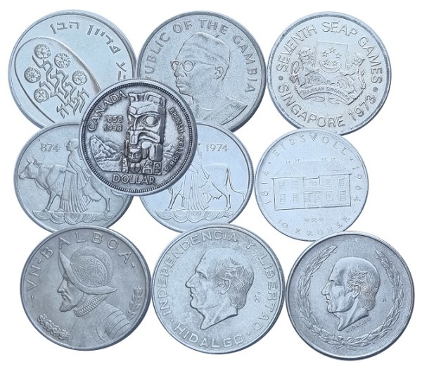 10 Diverse alte Silbermünzen aus verschiedene Länder