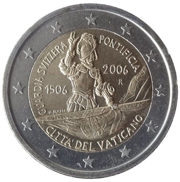Vatikan 2 Euro Gedenkmünze 500 Jahre Schweizer Garde 2006 in Münzkapsel