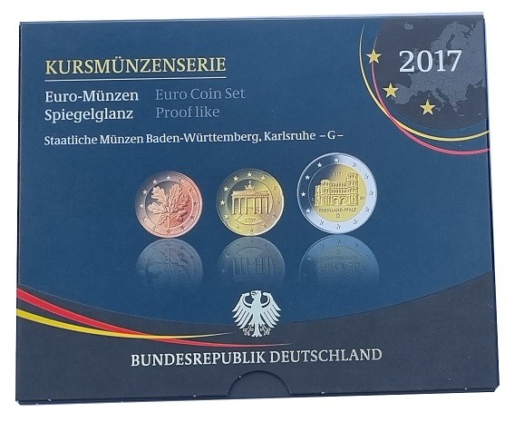 BRD: 5,88 Euro Kursmünzensatz 2017 G Spiegelglanz - Original Blisterverpackung